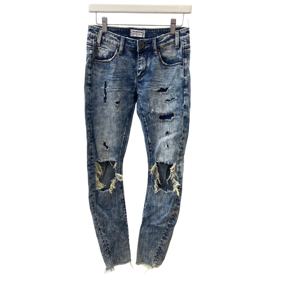 One Teaspoon 26 Hoodlums Low Rise Distressed Ripped Acid Streetwear Skinny Jeans